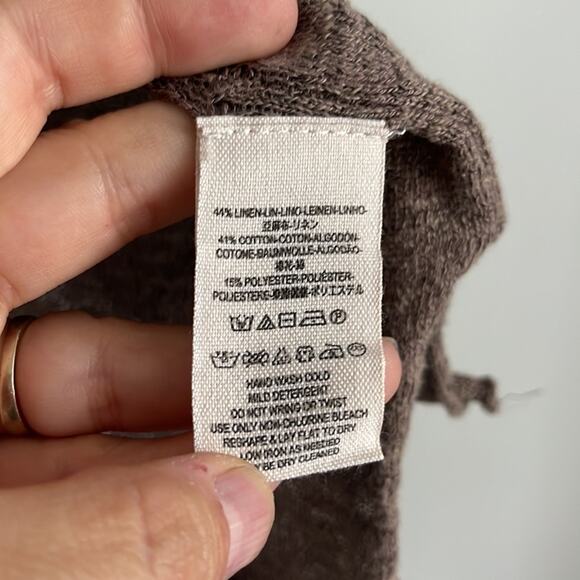 Free People Wild Horses linen loose knit 1/4 button up oversized tunic sweater - Picture 7 of 8